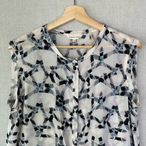 Rebecca Taylor 100% Silk Blouse Size 10 Sleeveless Grey - Picture 3 of 9